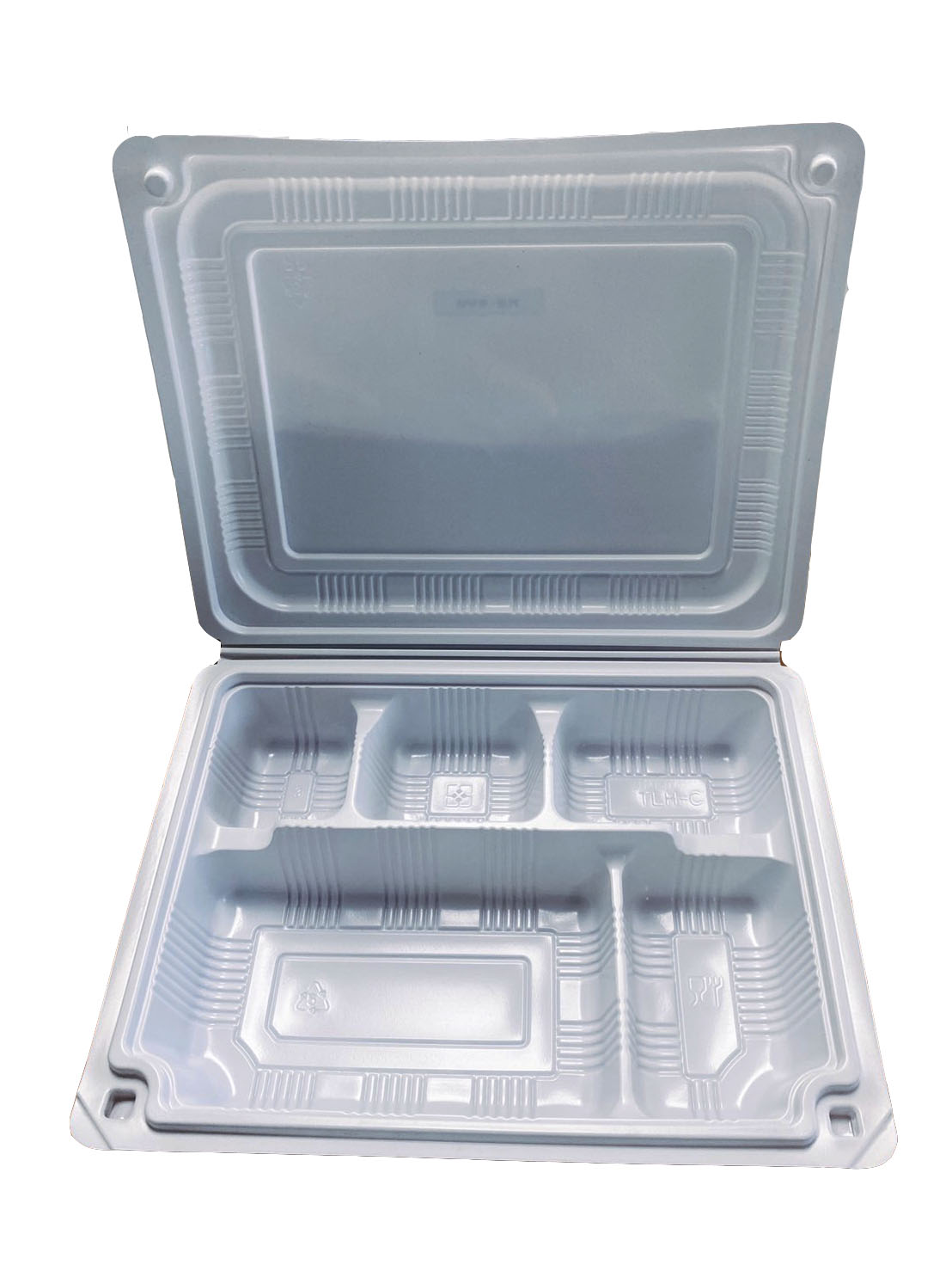 5compartwhite-1.jpg (TLH-WWO5) กล่องใสอาหาร 5 ช่องขาว 950 ml