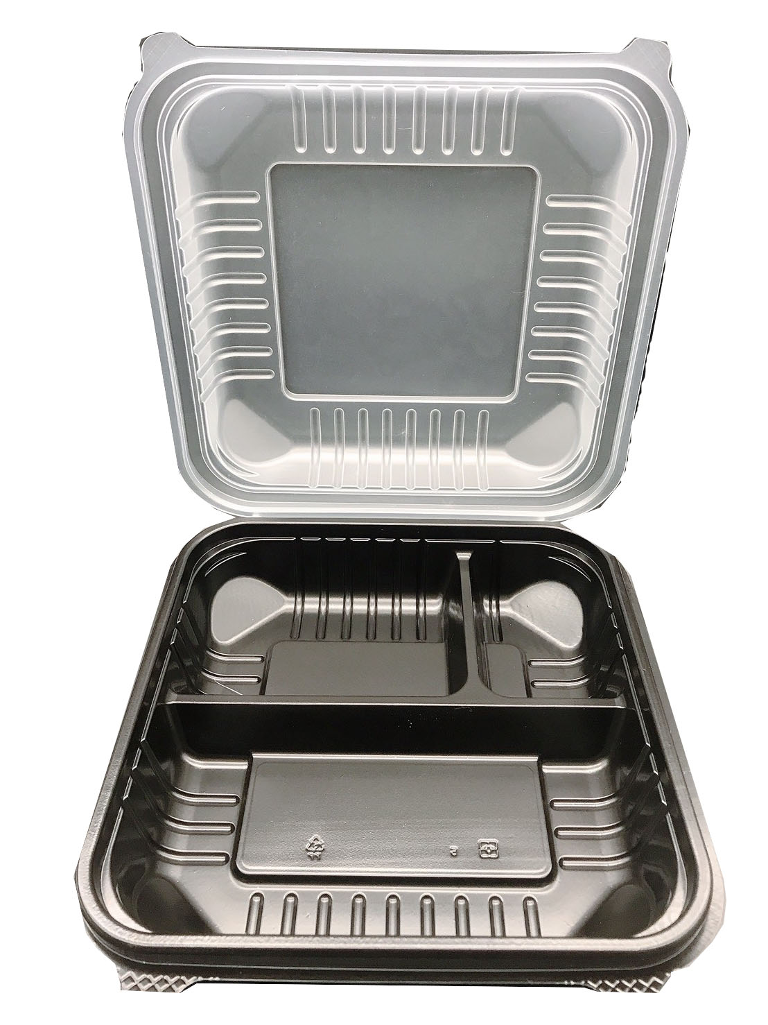 JUMBO-3-BLACKTRAN-1.jpg (TLH-B03) กล่องใส่อาหาร 3 ช่องดำ+ใส 1000 ml